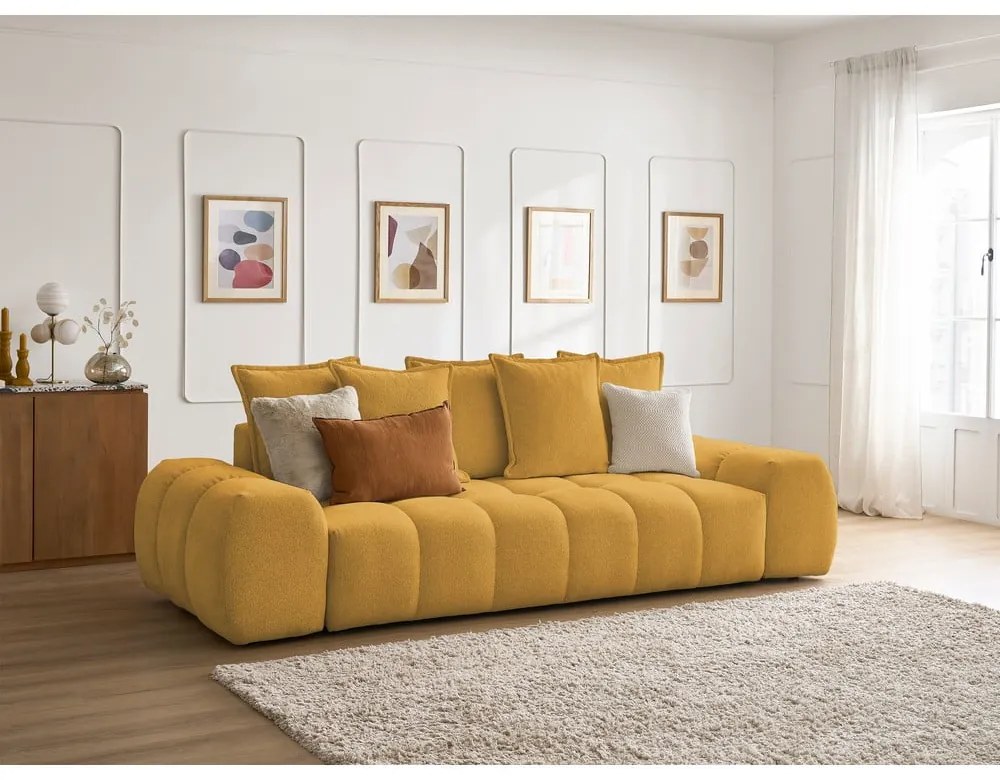 Ženilková pohovka v horčicovej farbe 278 cm Everest – Bobochic Paris