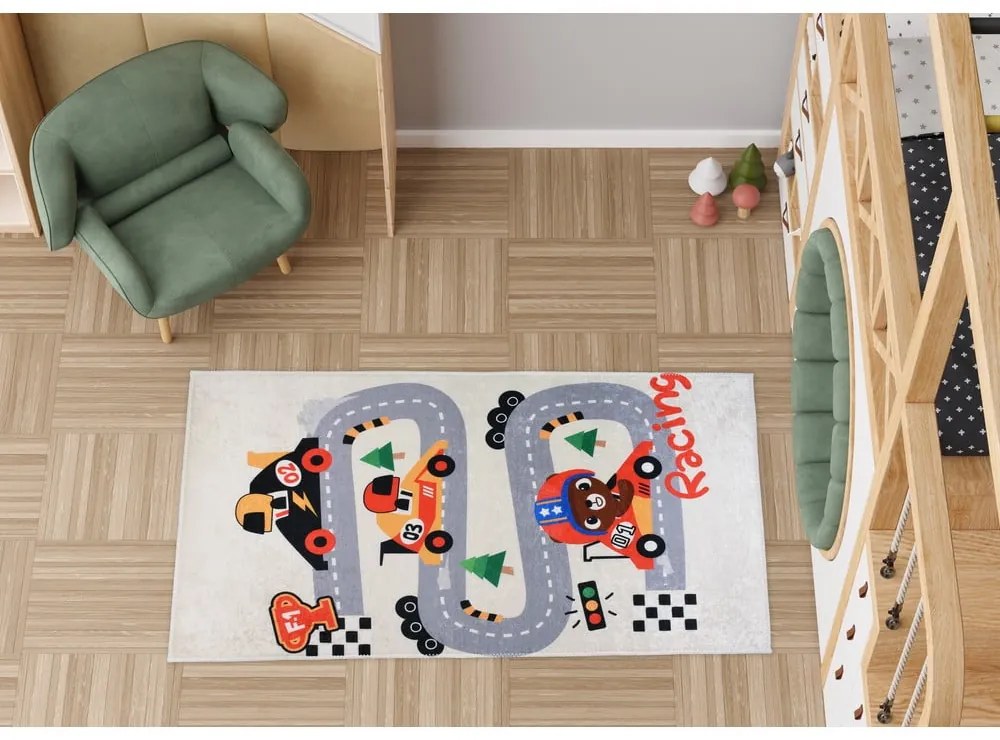 Slonovinový prateľný detský hrací koberec 120x180 cm Race Time – Vitaus