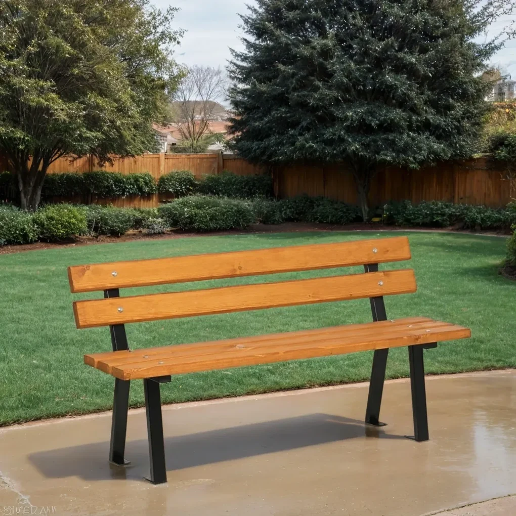 Vonkajšia lavička WOODY s operadlom, 1500 mm, limba