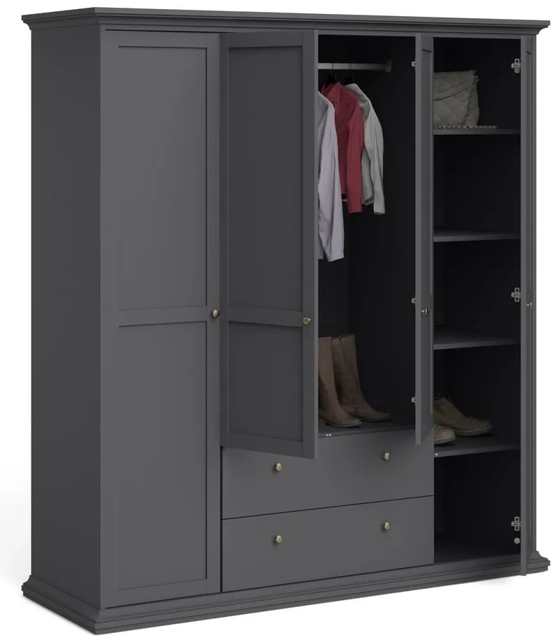 Sivá šatníková skriňa 181x201 cm Paris – Tvilum