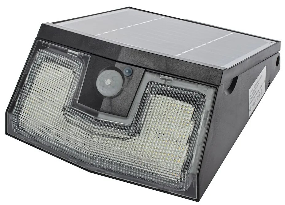 Exteriérové solárne nástenné LED svietidlo Solar, 1x LED 7w, čierna, pohybový senzor