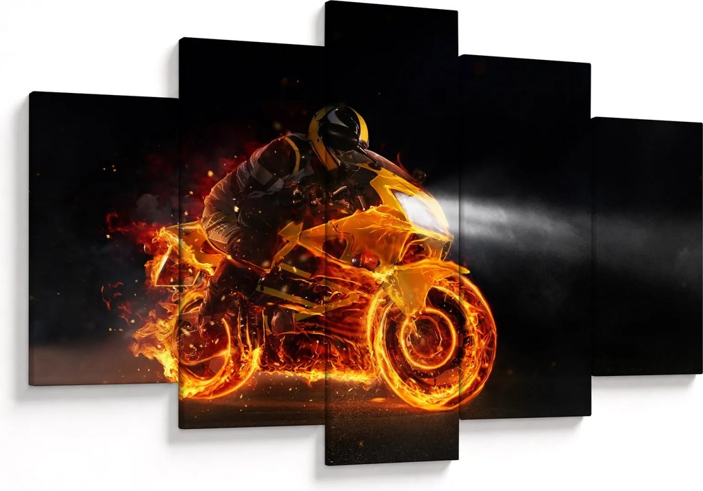 Obraz - Motorkár s plameňmi (150x105 cm)