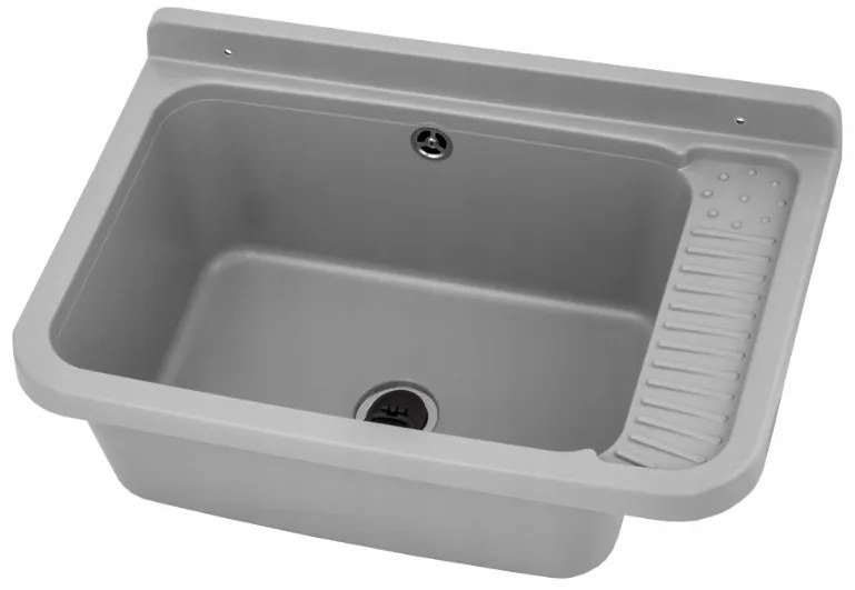 Erga Celia, univerzálna plastová výlevka 58,4x38x26 cm + sifón, 1-komorová, šedá, ERG-KGC60-G