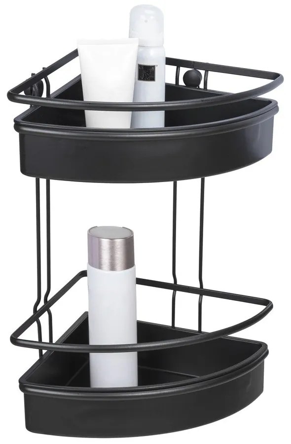 Čierna rohová sprchová polica Wenko Molinella, 30 x 22 cm