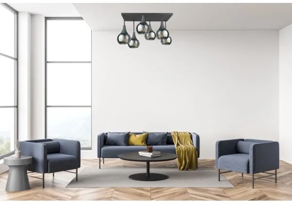 Prisadený luster SOMA 6xE27/60W/230V čierna/dymová čierna