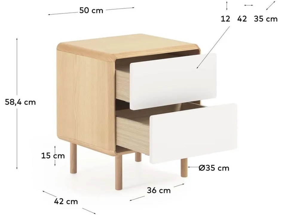 Sivý/v prírodnej farbe nočný stolík Anielle – Kave Home