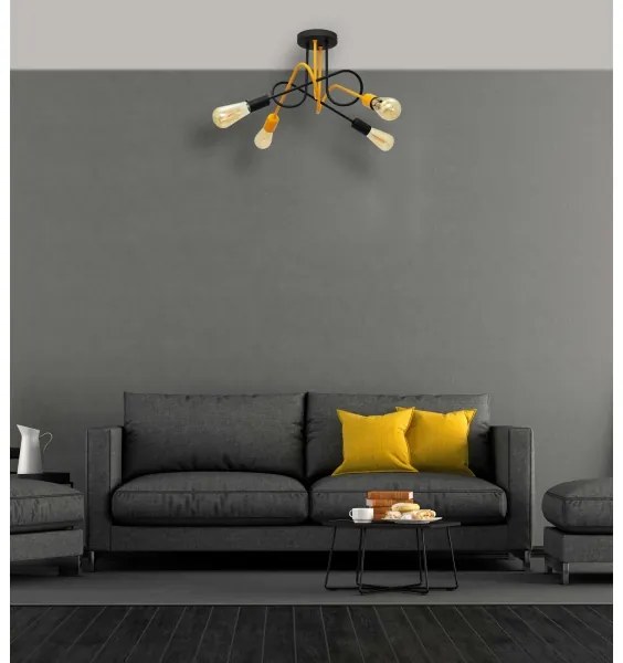 Prisadený luster OXFORD 4xE27/15W/230V čierna/žltá