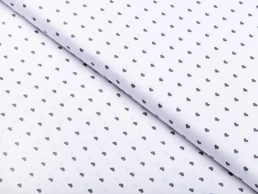 Biante Detské bavlnené posteľné obliečky do postieľky Sandra SA-265 Tmavo sivé srdiečka na bielom Do postieľky 90x140 a 50x70 cm
