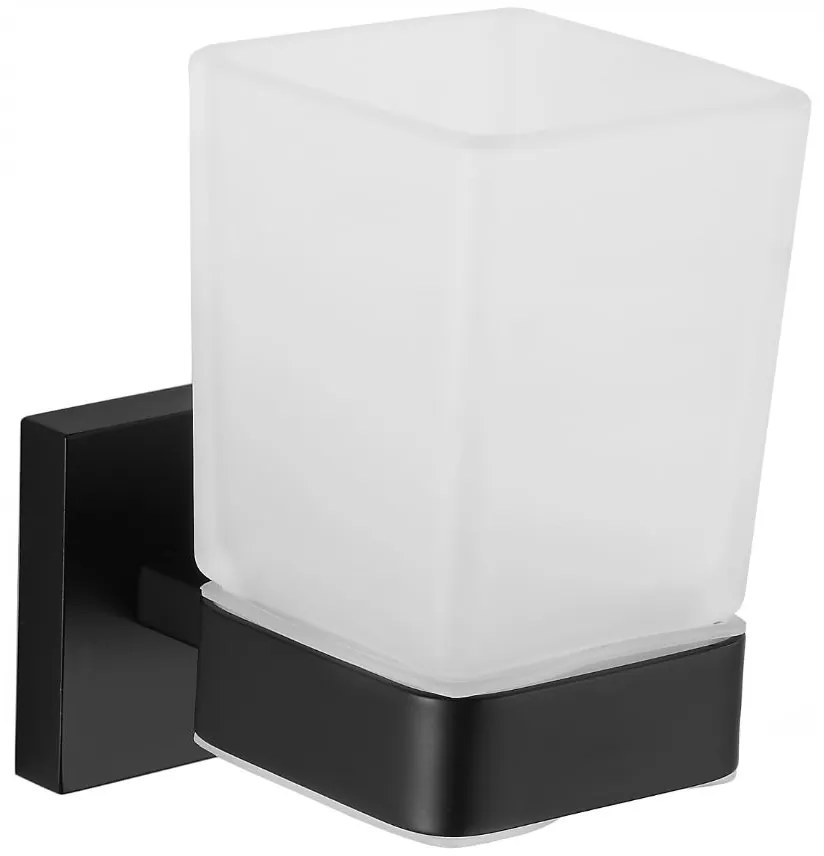 Závesný hranatý držiak kefiek MAXMAX MEXEN VOX - kov/sklo - čierny matný, 707038-70