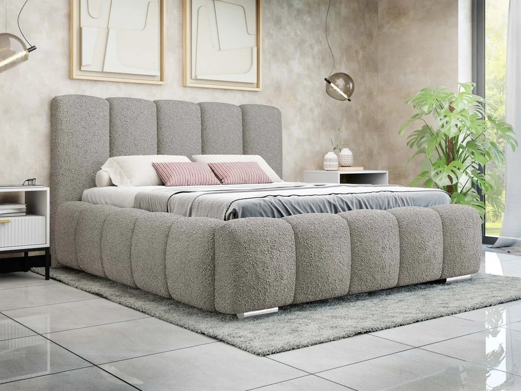 Čalúnená manželská posteľ Lisko Boucle, Rozmer postele: 180x200, Farby: Abriamo 07
