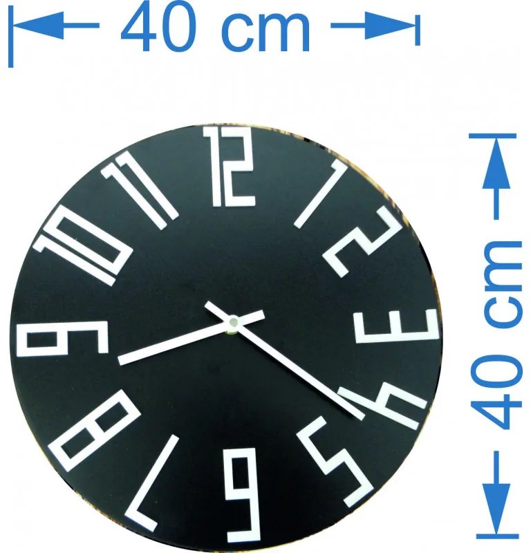 Moderné čierne nástenné hodiny z dreva – biele čísla | SENTOP HDFK008
