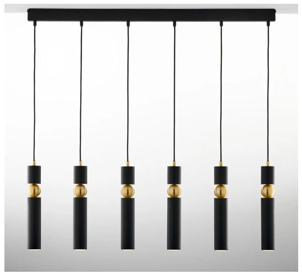 Jupiter 2005 - Luster na lanku ALAS 6xGU10/10W/230V čierna/zlatá