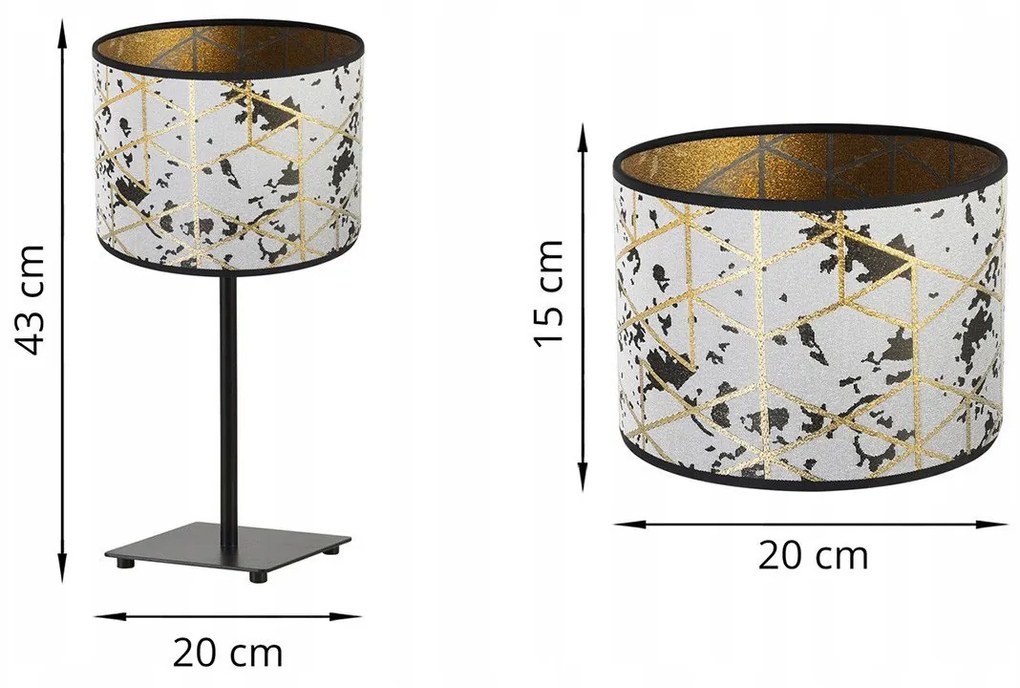 Stolná lampa Werona 5, 1x sivé textilné tienidlo so vzorom, (výber zo 4 farieb konštrukcie), g