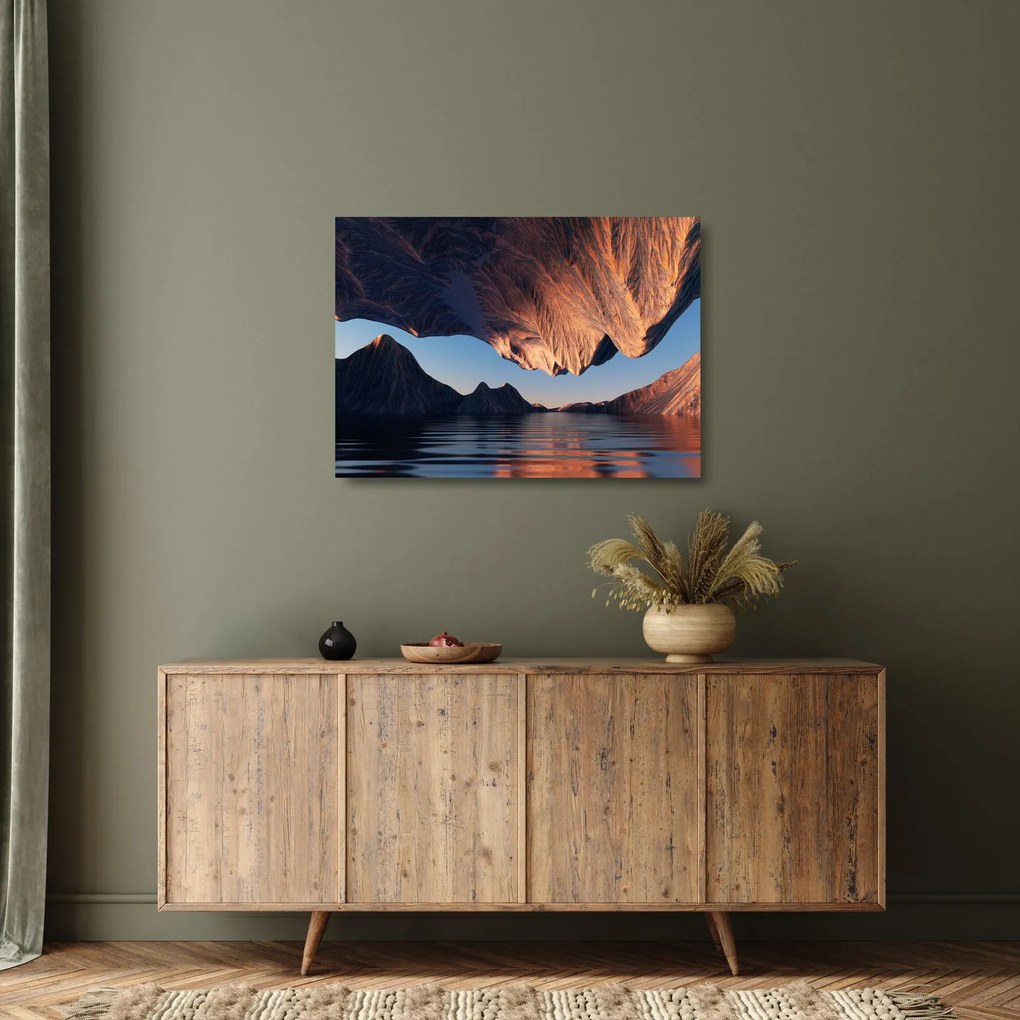 Sklenený obraz - 3D útesy (70x50 cm)