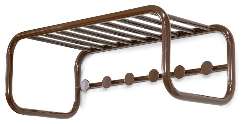 Tmavohnedý kovový nástenný vešiak s poličkou 72 cm Retro – Spinder Design
