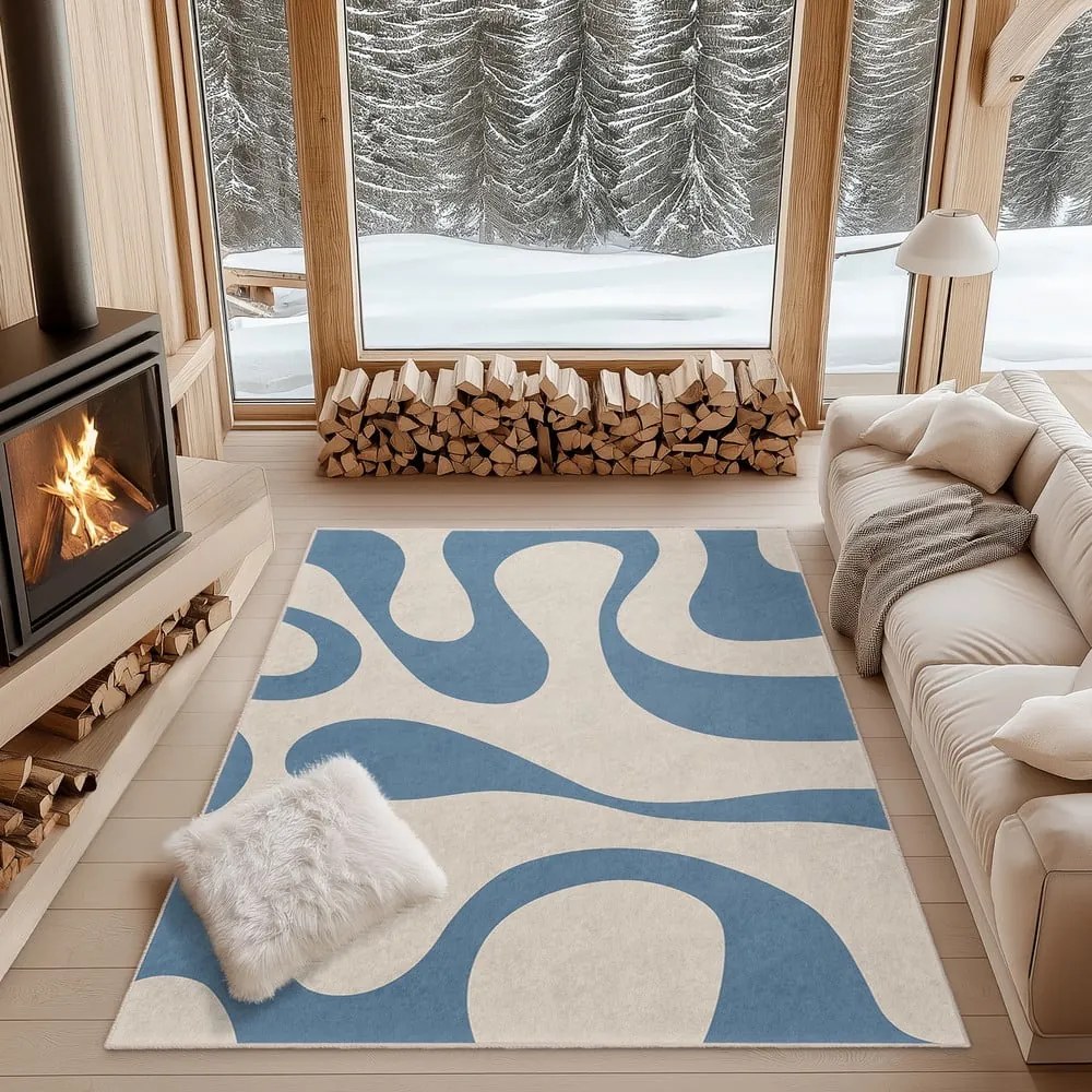 Modrý prateľný koberec 60x100 cm Blue Latte – Mila Home