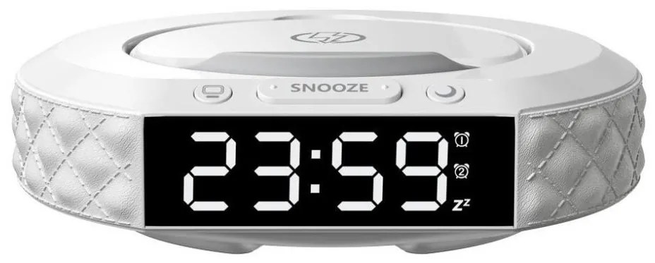 Immax 08983L - Budík s LCD a bezdrôtovou Qi nabíjačkou 27W/9V biely