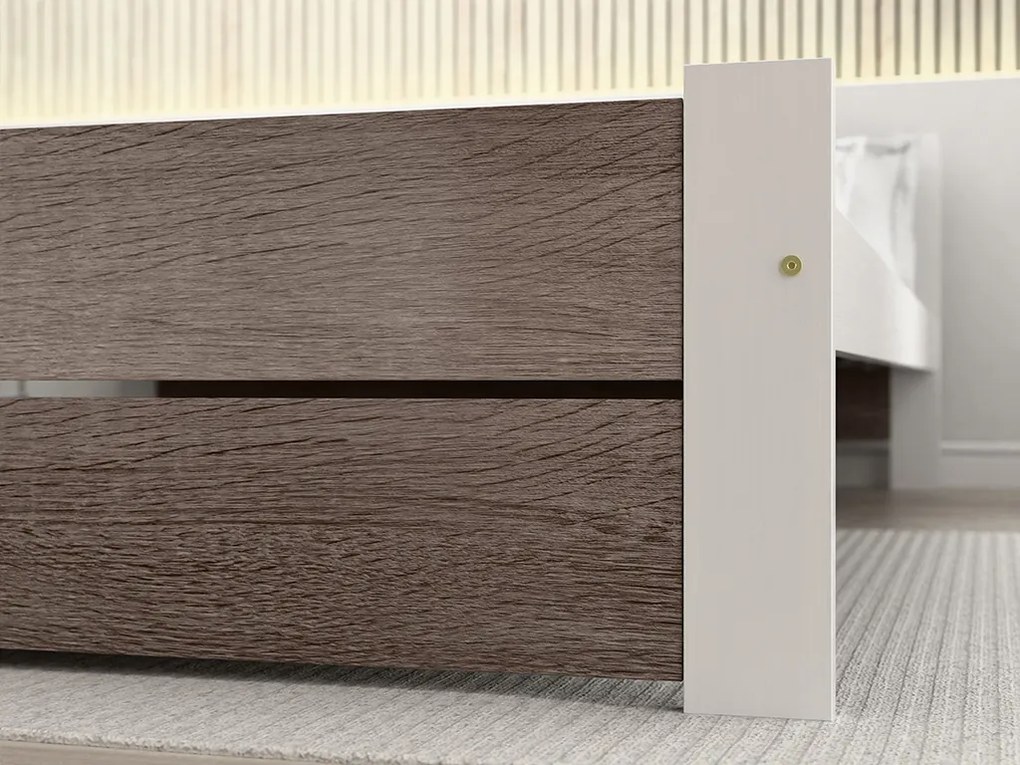 Posteľ IKAROS DOUBLE 140 x 200 cm, biela/dub hľuzovka Rošt: S latkovým roštom, Matrac: Matrac COCO MAXI 20 cm