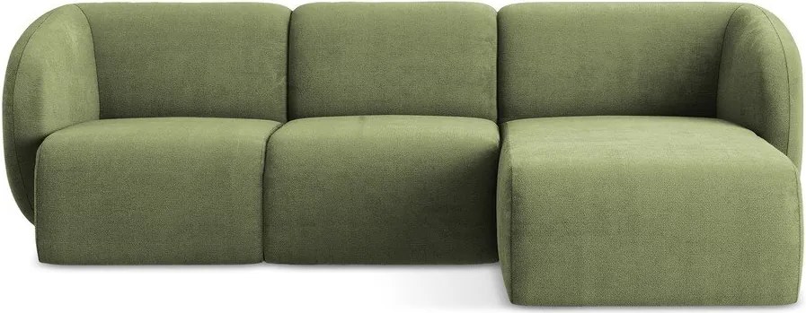 Zelená ženilková rohová pohovka (pravý roh/s leňoškou) Lani – Makamii