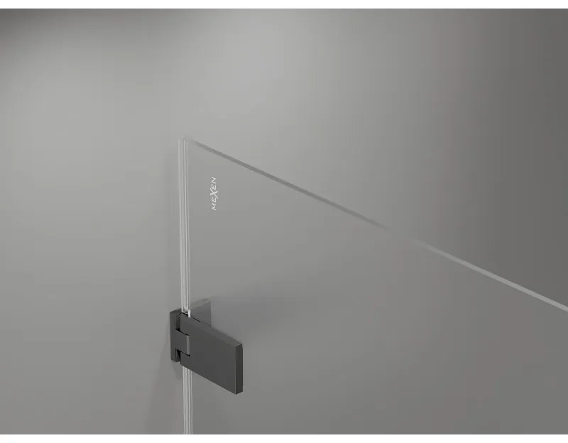 Mexen Lunar-B, výklopný sprchový kút ľavý 70 x 70 cm, 8mm číre sklo, grafitový profil, 832-070-070-95-00-L