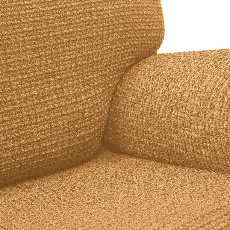 Super strečové poťahy RUBINIA zlatá dvojkreslo (š. 140 - 180 cm)