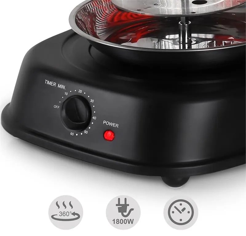 OneConcept Kebap Master, vertikálny gril, 1800 W, čierny