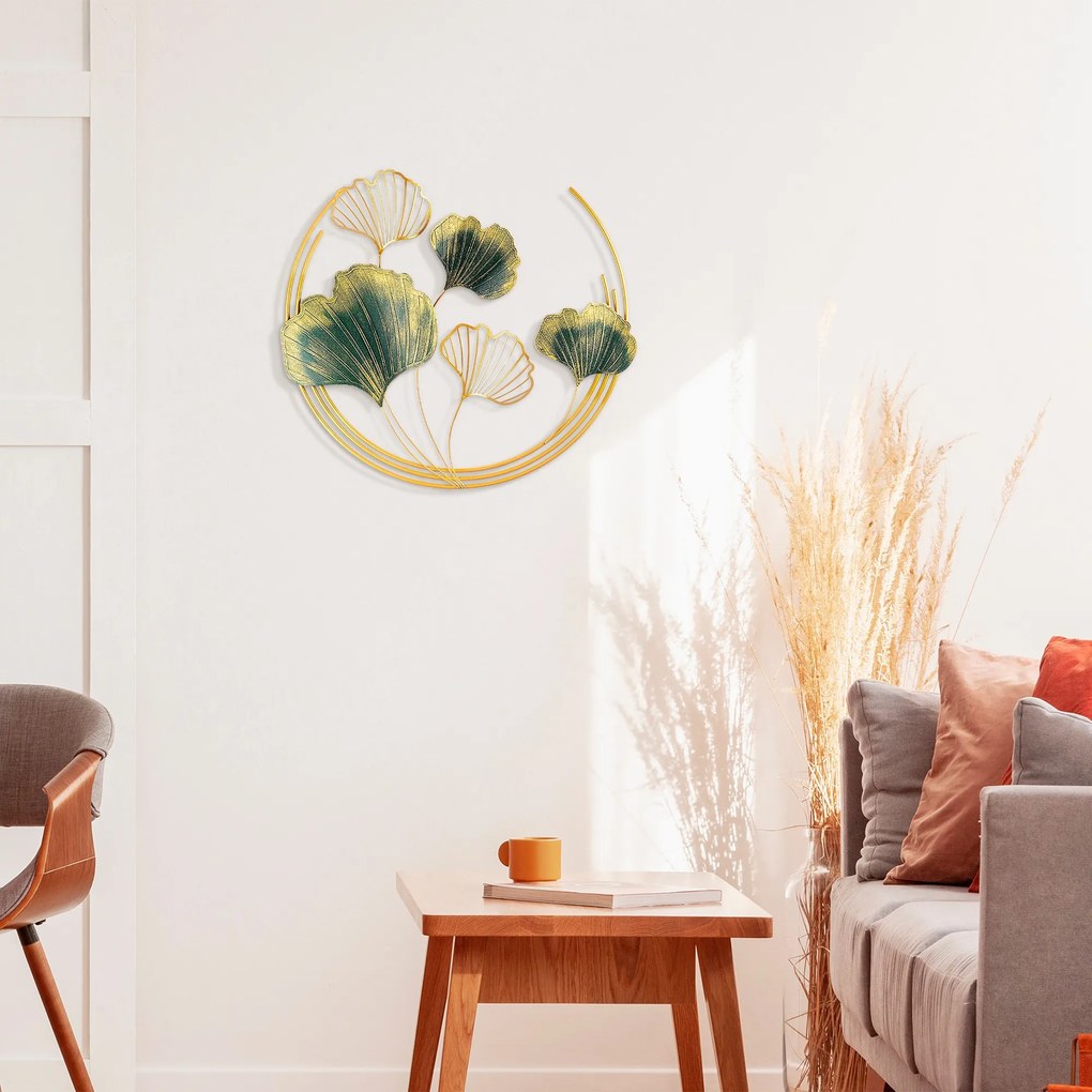 Nástenná kovová dekorácia Weifang zelená/zlatá