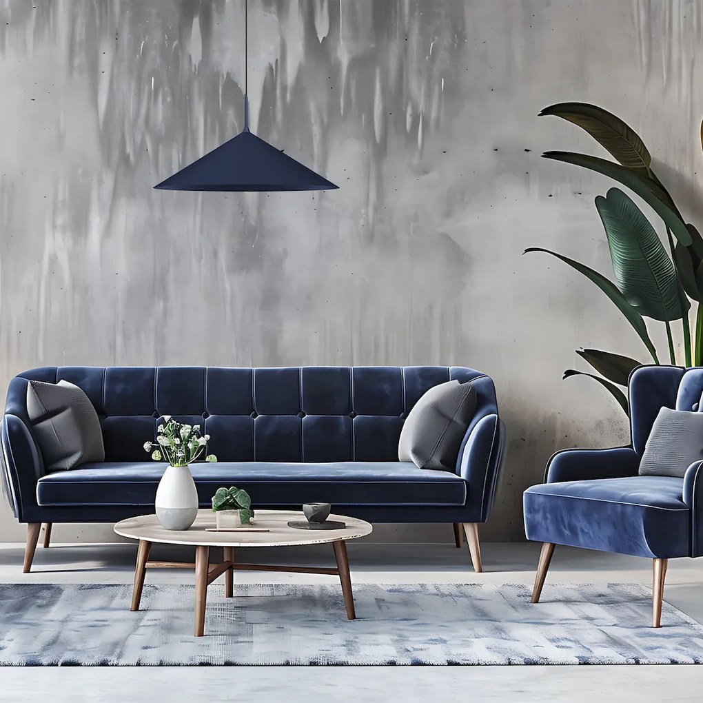 Závesné svietidlo Capital, 1x tmavomodré kovové tienidlo, (fi 60cm), db