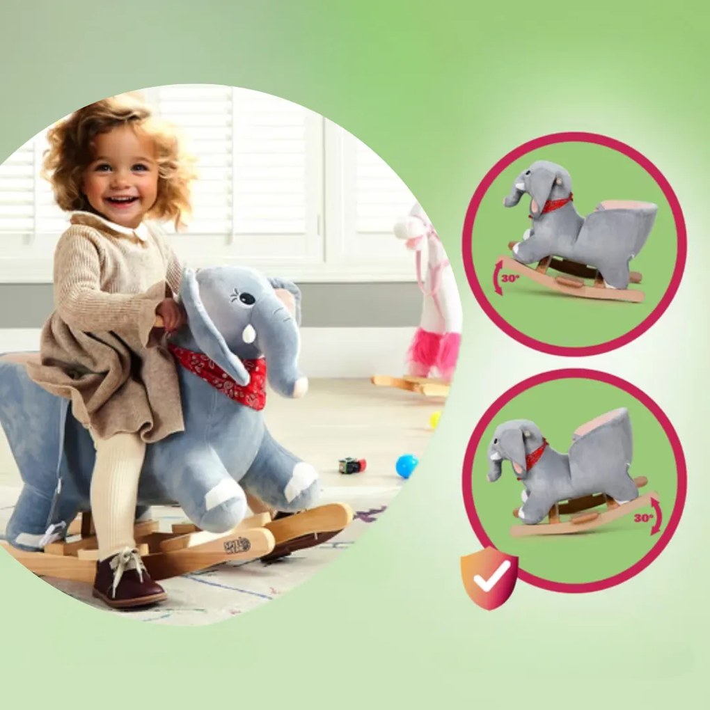 Hojdacia hračka slon VICTOR s bezpečnostným pásom, šedá Spielwerk