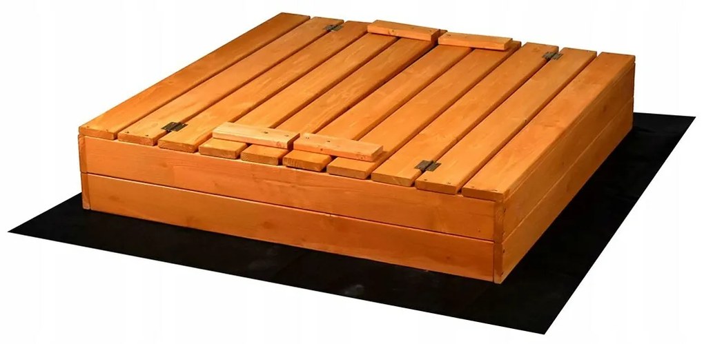Detské drevené pieskovisko s poklopom a lavičkami Baby Mix 100 x 100 cm