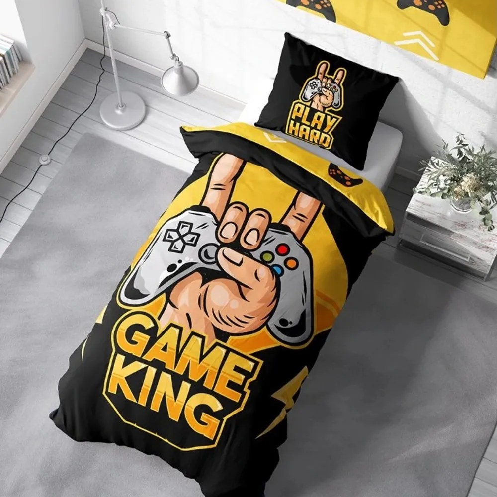 Bavlnené posteľné obliečky Game King - 100% bavlna Renforcé - 70x90 cm + 140x200 cm