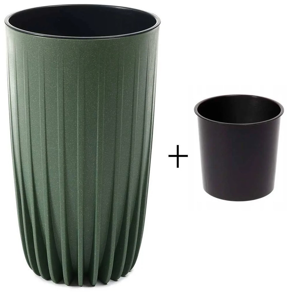 PLASTOVÝ KVETINÁČ STRIPPED ECO 42X25 CM ZELENÁ