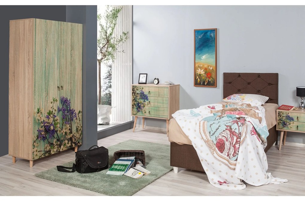 Šatní skříň Stil 90 cm dub sonoma/zelená