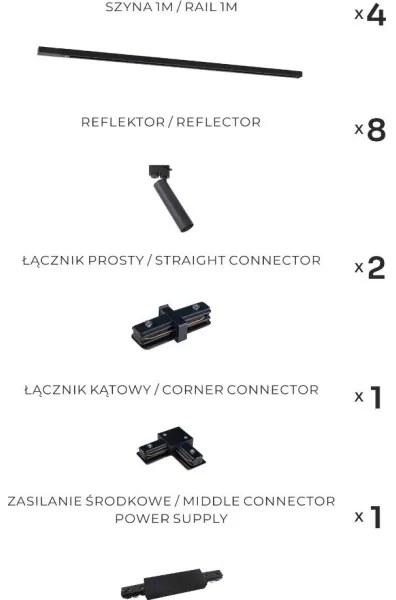 Zuma Line 3588 - Bodové svietidlo do lištového systému LULU 8xGU10/35W/230V čierna