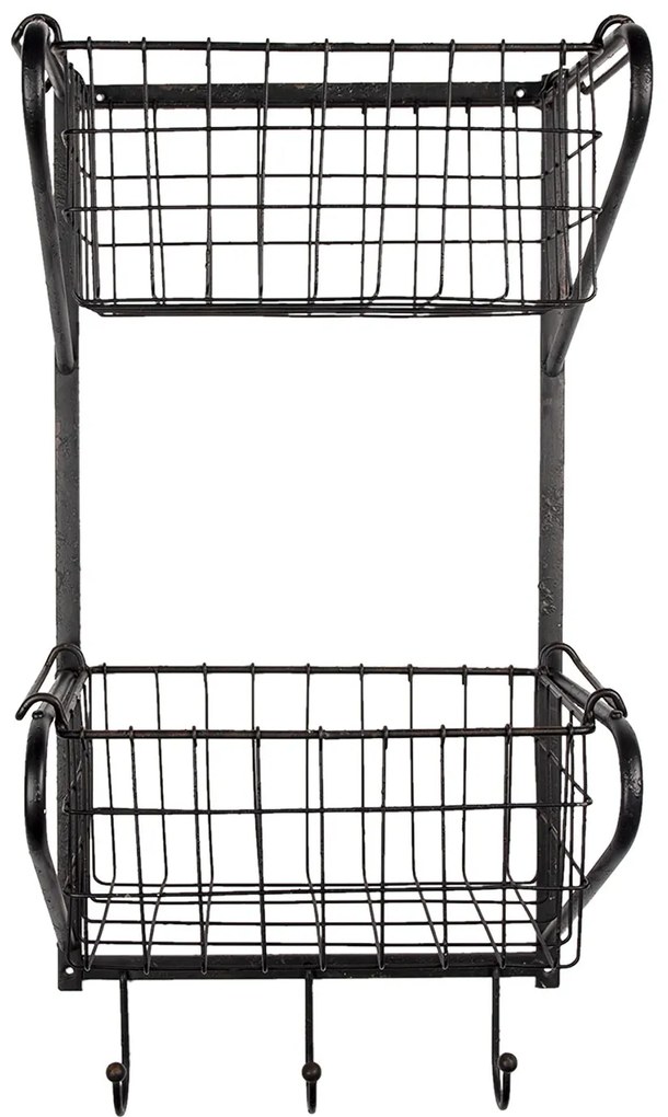 Nástenný kovový vešiak s košíkmi Bettie - 31*22*63 cm