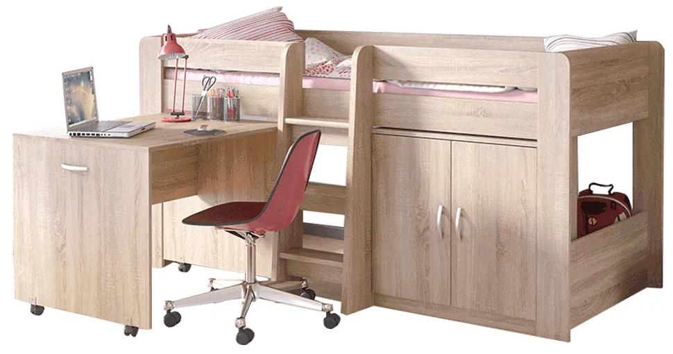 Kombinovaná posteľ do detskej izby, dub sonoma, FANY