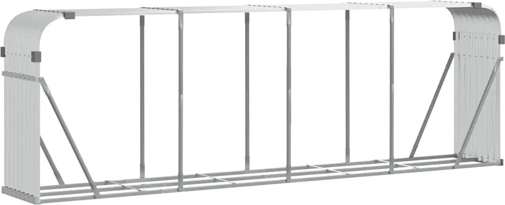 vidaXL Držiak na polená strieborný 300x45x100 cm pozinkovaná oceľ