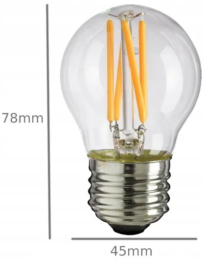 BERGE LED žiarovka - E27 - G45 - 6W - 510Lm - filament - teplá biela