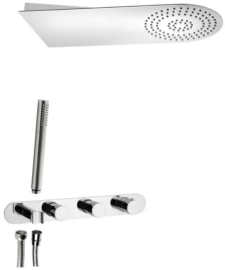 Sapho Sapho, Podomietkový sprchový set s termostatickou batériou a držiakom ručnej sprchy, 2 výstupy, guľatá, chróm, MB623-01