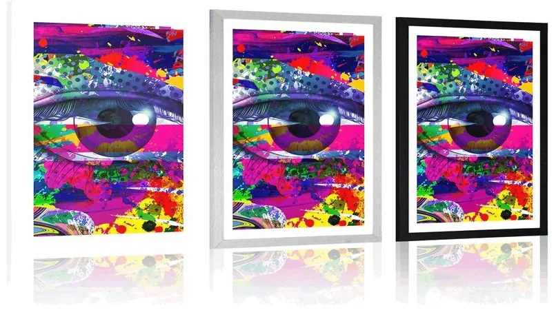 Plagát s paspartou ľudské oko v pop-art štýle - 30x45 white