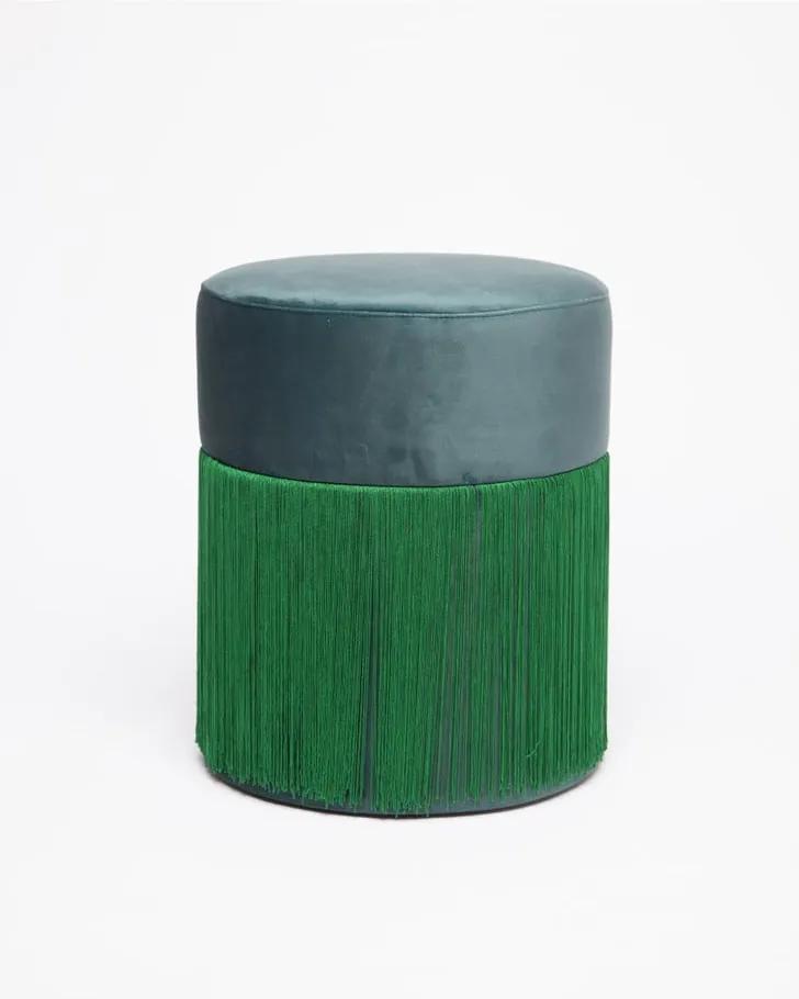 Zelený puf so zamatovým poťahom Velvet Atelier, Ø 36 cm