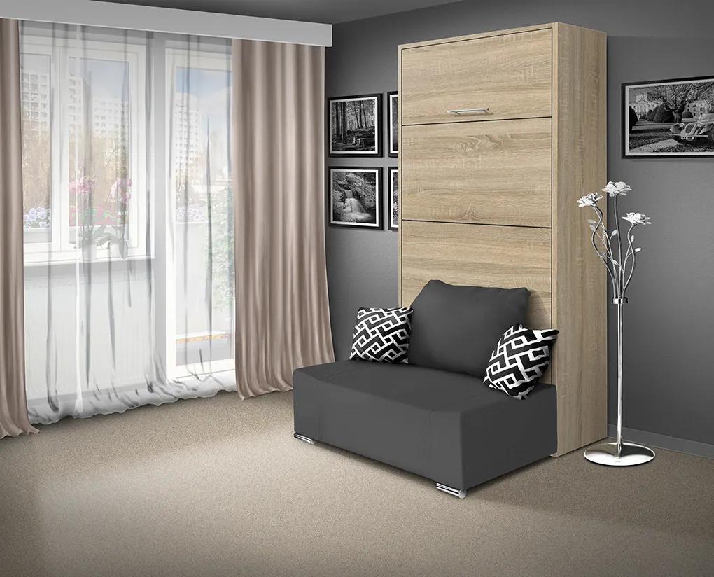 Nabytekmorava Sklápacia posteľ s pohovkou VS 21058P 200x90 farba pohovky: Sivá, Typ farebného prevedenia: Buk / dvere biele