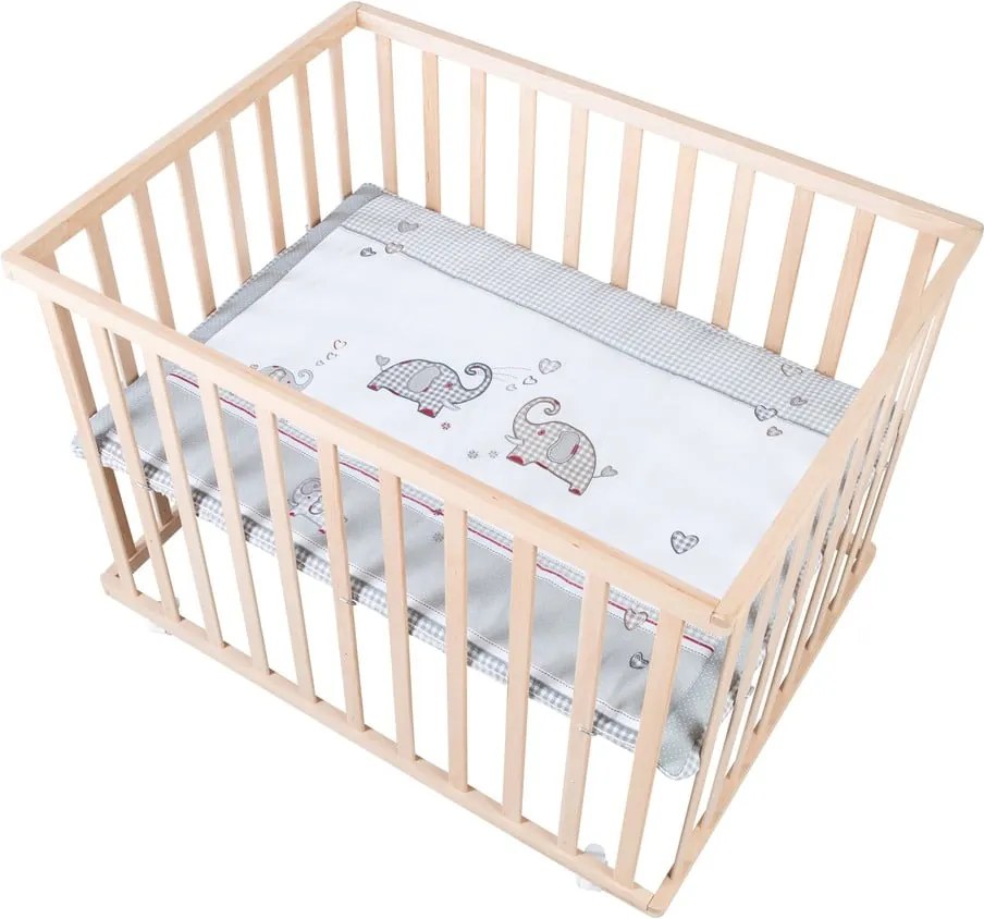 Detská ohrádka na kolieskach v prírodnej farbe 100x75 cm Jumbo Twins – Roba