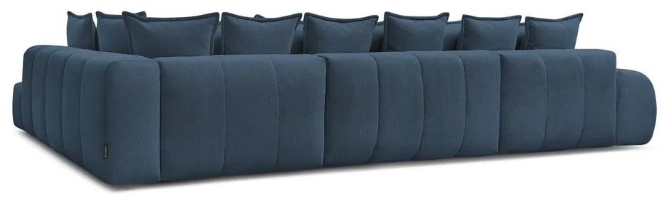 Tmavomodrá ženilková rozkladacia/s úložným priestorom rohová pohovka (pravý roh/do tvaru "U") Everest – Bobochic Paris