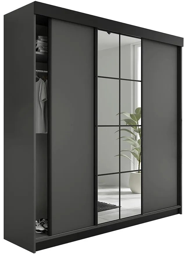 Skriňa Lamaro 200 grafit antracit + čierne vložky