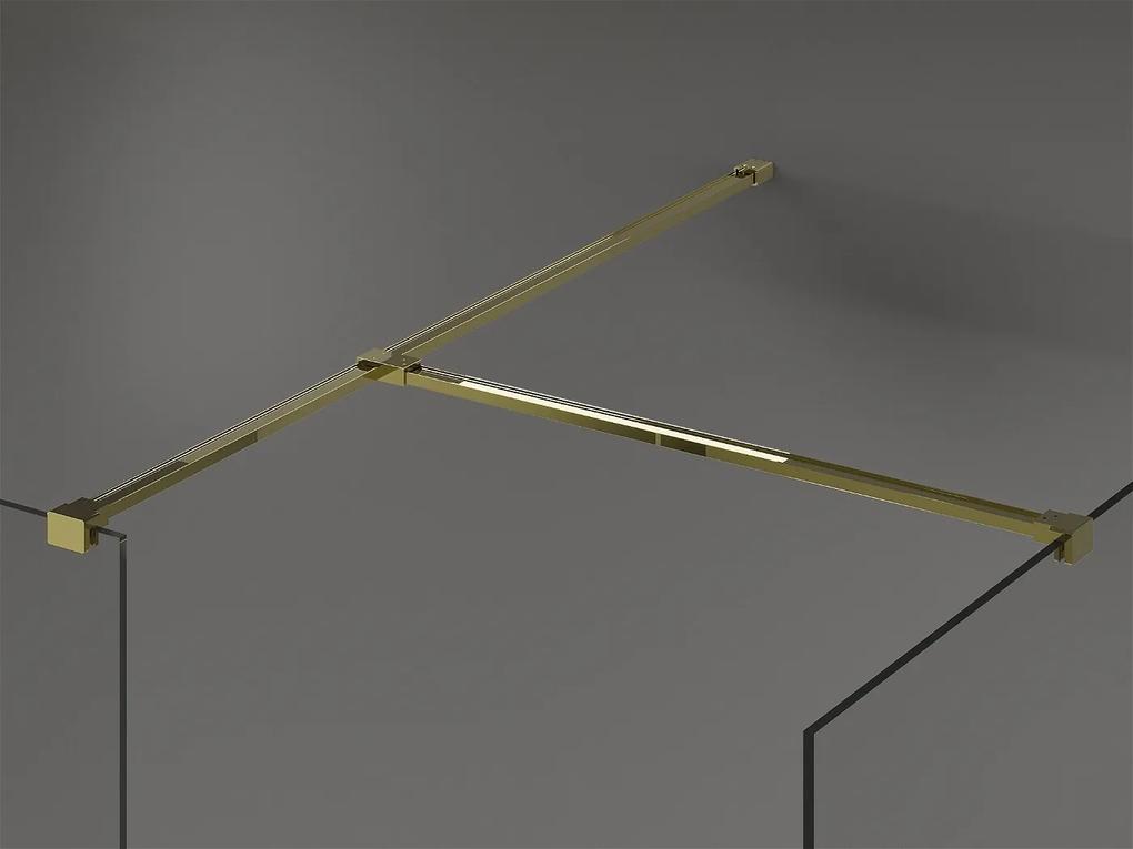 Mexen Kioto, sprchový kút typ Walk-In 140 x 100 cm, 8mm sklo-čierny vzor, zlatý lesklý profil, 800-140-202-50-70-100