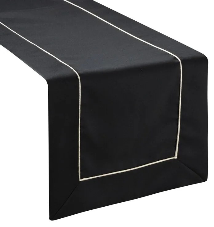 Dekorstudio Elegantný čierny behúň na stôl DORITA so striebornou lemovkou Rozmer behúňa (šírka x dĺžka): 40x200cm