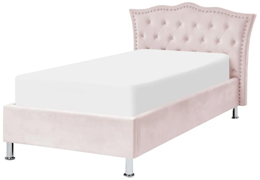 Jednolôžková posteľ 200 x 90 cm Metty (ružová) (s roštom) (s úl. priestorom). Vlastná spoľahlivá doprava až k Vám domov. 1081385