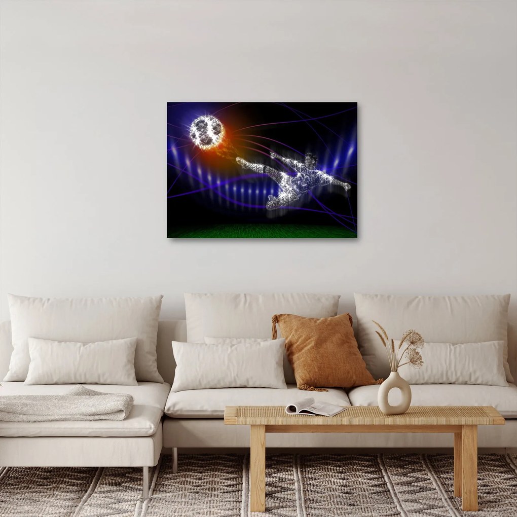 Obraz futbalistu v skoku (70x50 cm)
