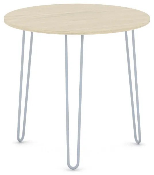 Okrúhly jedálenský stôl SPIDER, priemer 80 cm, sivo-strieborná podnož, doska dub prírodný